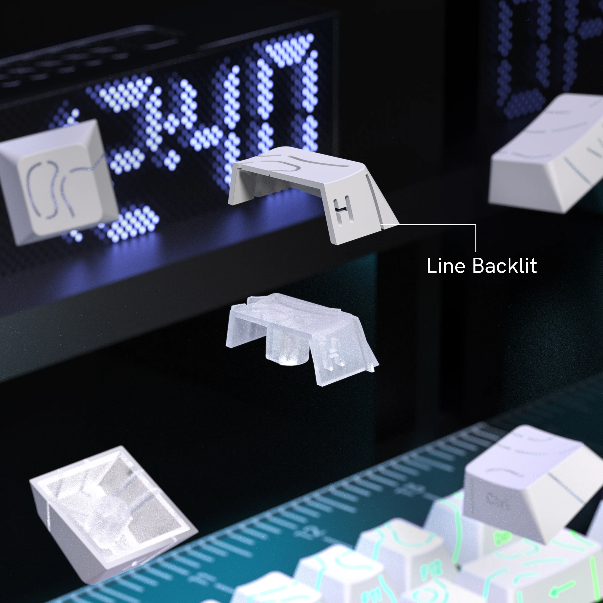 Teclas topográficas blancas de 98 teclas, teclas PBT 4,0, doble disparo, impresión lateral, brillo a través de teclas retroiluminadas para teclado mecánico MX Gamer