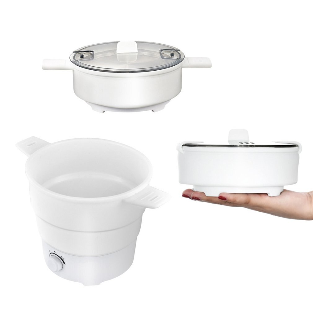 Folding Electric Skillet Kettle Heated Food Container Heated Lunch Box Cooker Portable Pot Cooking Tea Pot