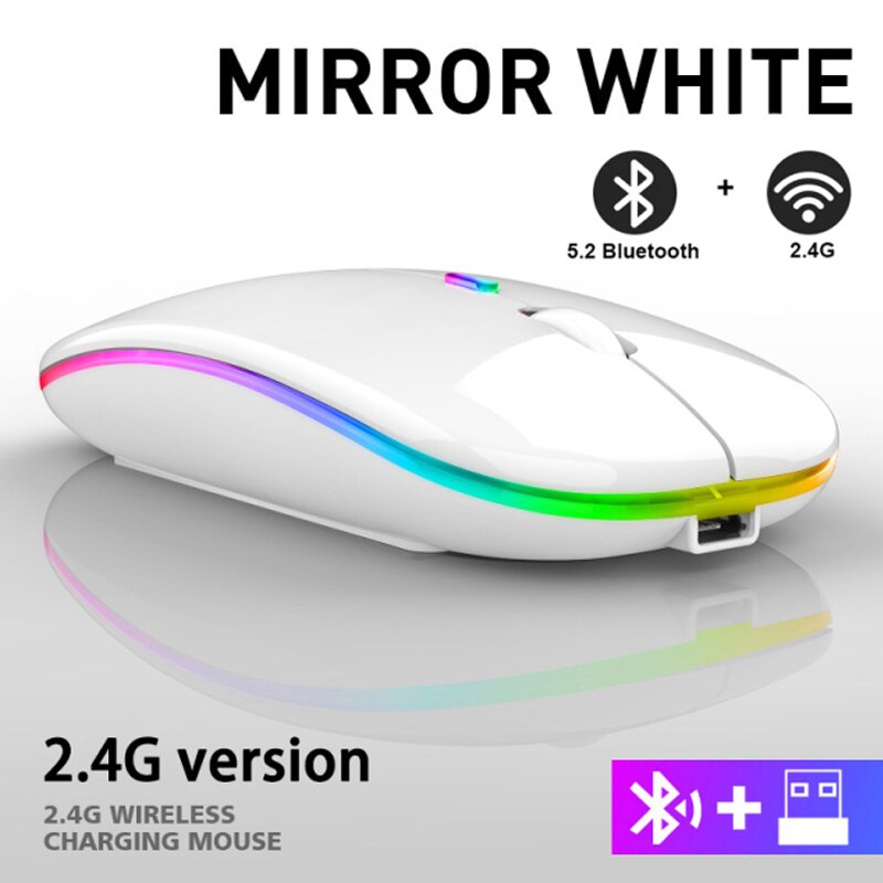 GTWIN RGB Bluetooth Mouse Rechargeable Wireless Mouse for Laptop iPad Macbook Computer Silent Mause LED Backlit Ergonomic Mice: W1