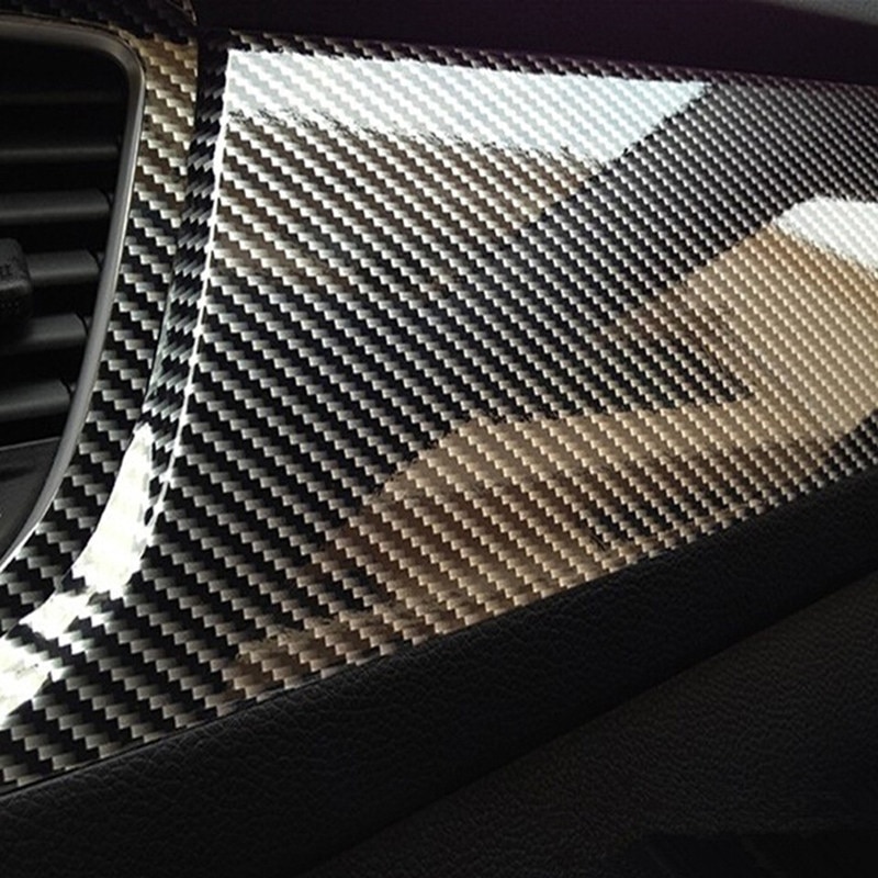 1 stuk DIY 50*10cm 5D Carbon Fiber Vinyl Stickers Zwarte Auto Stickers Voor Auto Motor decoratie Accessoires