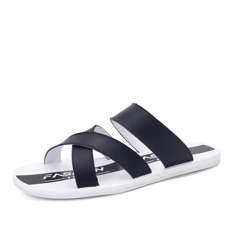 Vietnam verano menn fisk sandale chancla flip herren dusj strand sommer gummi homme erkek playa imitasjonssko sandalia: Blå / 38