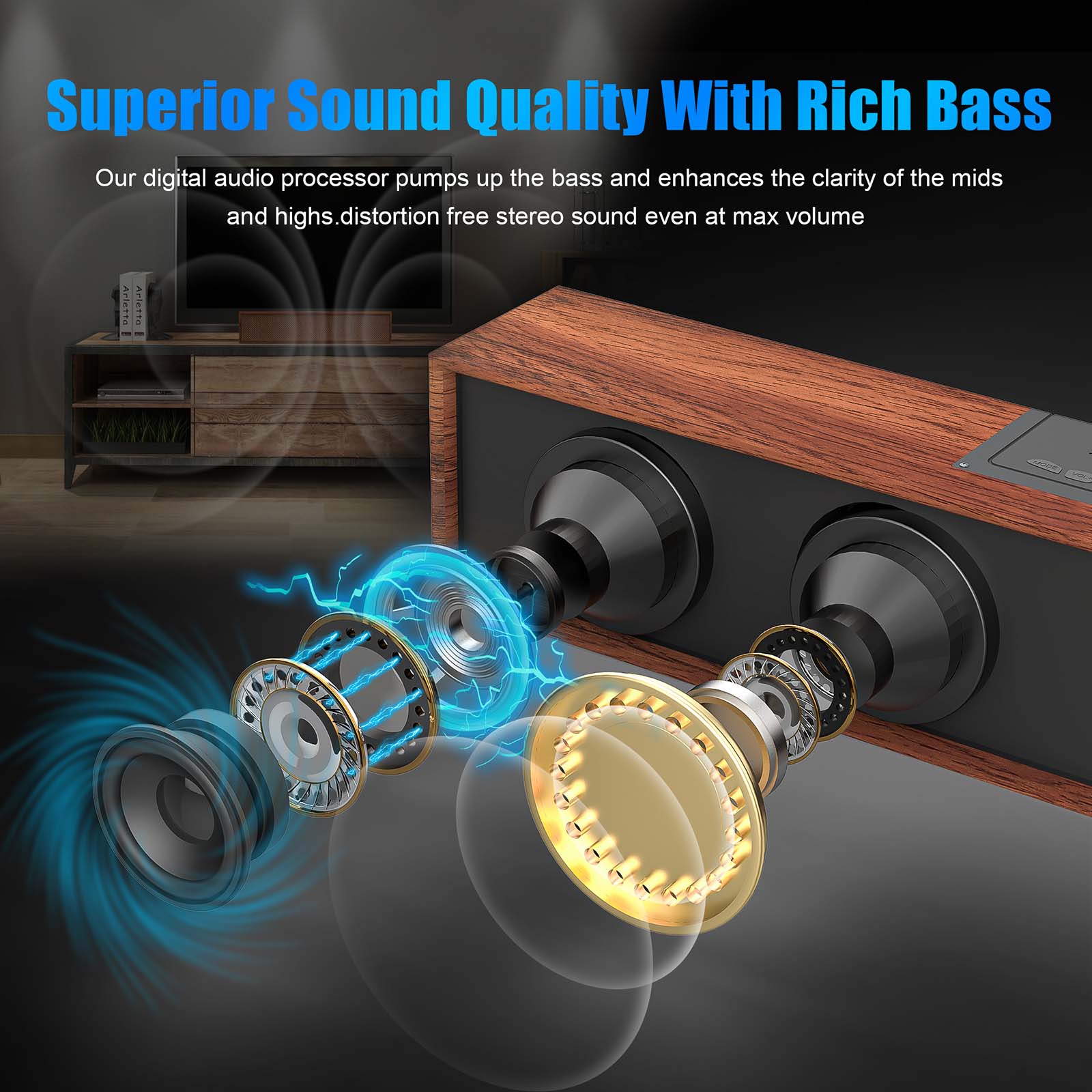 Newest 8080 Bluetooth Speaker Classic Wireless Speaker Stereo Bass Soundbox with TF/USB Slot AUX for Computer Gaming Laptop