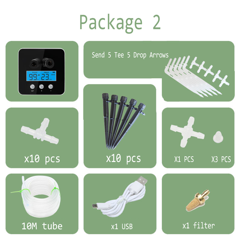 Automatic Water Pump Intelligent LED Watering Device Timer Irrigation System set Garden Dripper Potted drip Sprinkling: Package 2