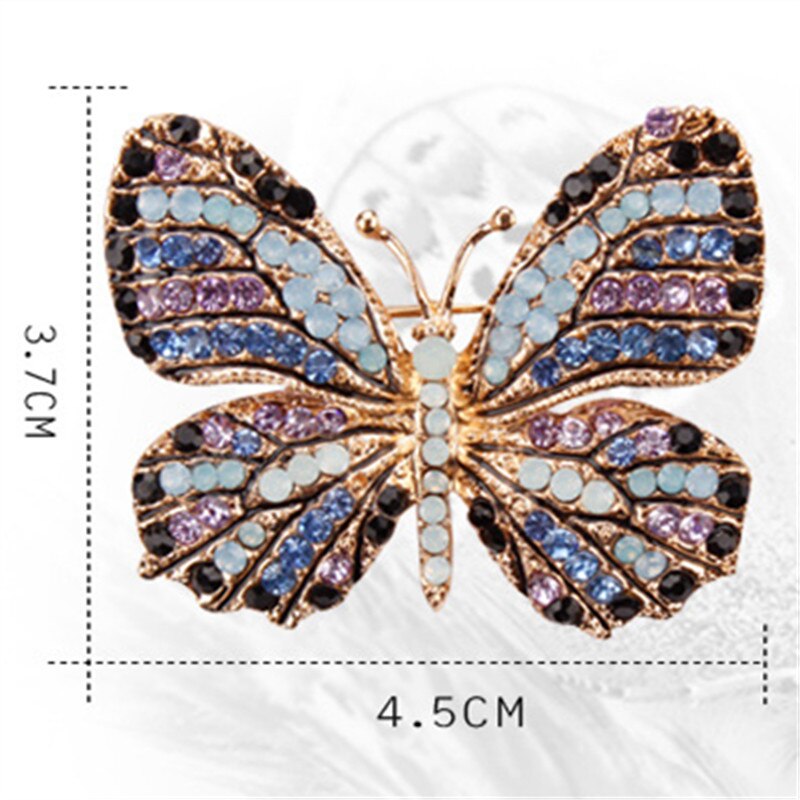 Broche papillon en cristal coloré pour femmes, strass, épingles pour Hijab, de noël bijoux à bricoler soi-même