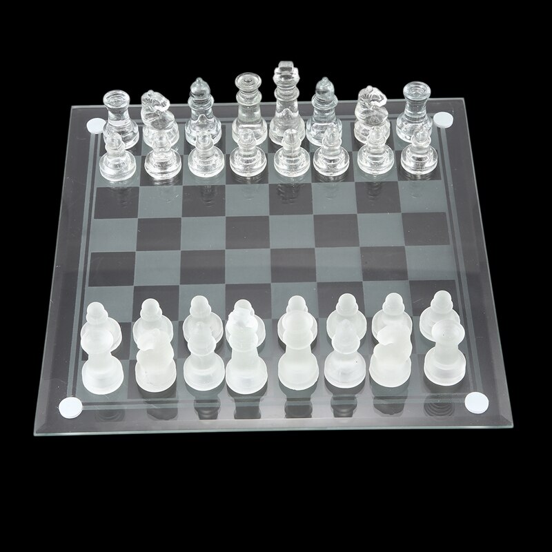 8 Inch International Chess Game,Complete Glass Chess Set 32 Pieces Game & Board Play