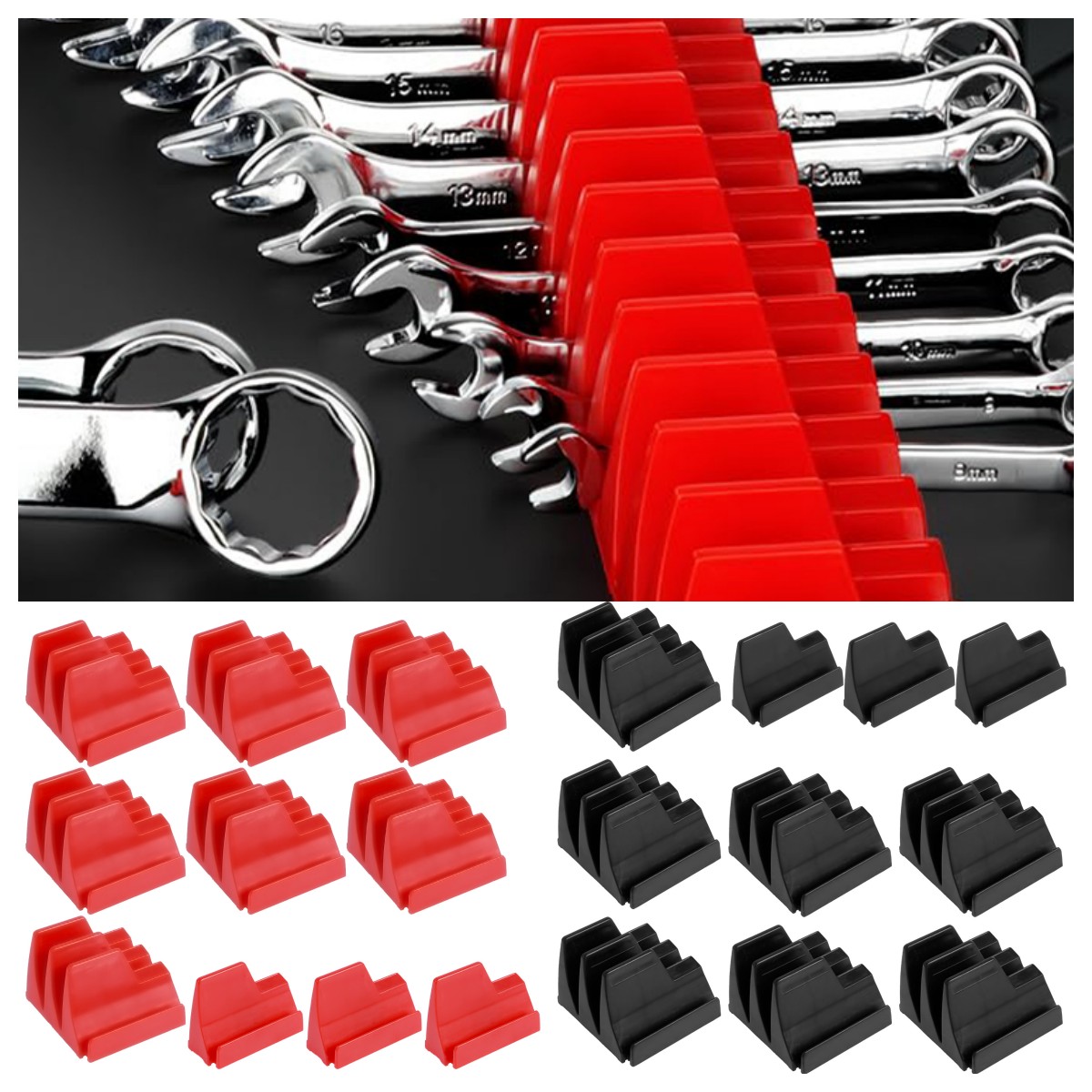 Magnetic Wrench Organizer Rack for Toolbox Wrench Holder Space-Saving Holds Up to 24 Wrenches Tool Drawer Storage Shelf