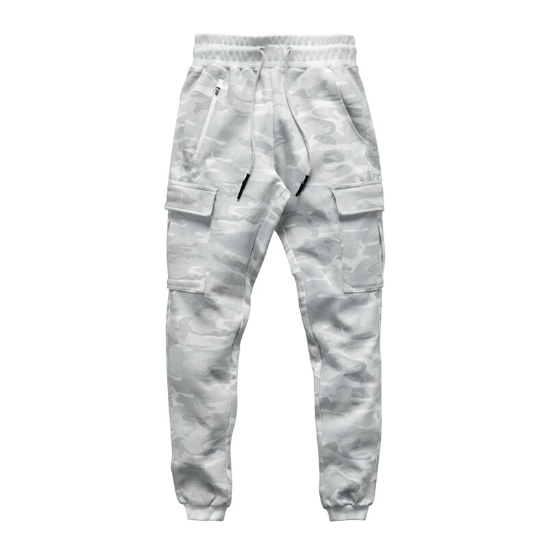 Neue Sport Hosen Männer Lauf Hosen Camouflage Zipper Taschen Ausbildung Jogger Männer Hosen Fußball Hosen Fitness Hosen Männer Hosen: White Camo / L