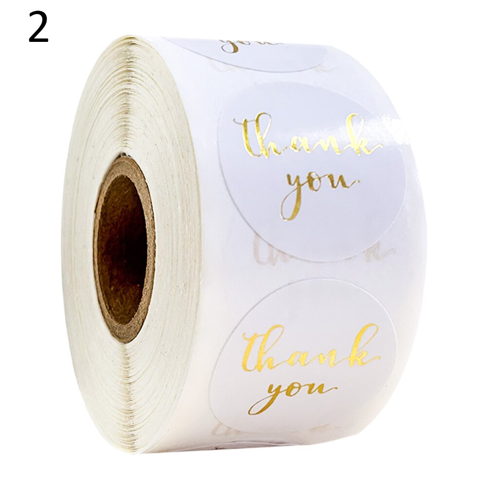 500 Labels/roll Kraft Round Flower Thank You Stickers Labels Scrapbooking Stickers for DIY Crafts Package Stationery Sticker: 2