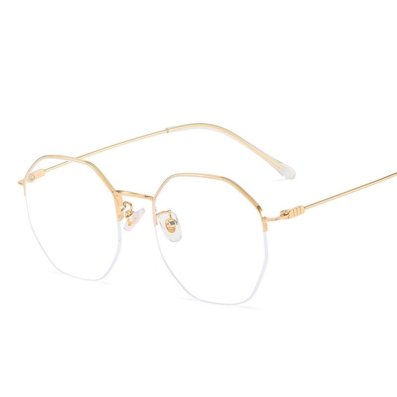 Oversize Semi Rimless Glasses Blue Light Blocking Eye Glasses Optical Spectacle Computer Eyeglasses Frame For Women Men: Gold