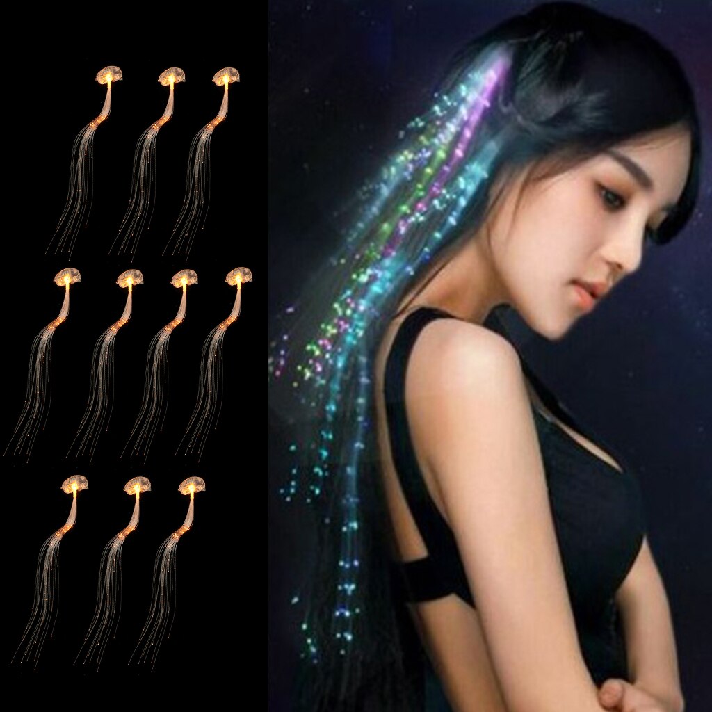 Pack of 10 LED Lights Hair Barrettes Light Up Hair Braid Decor Favor for Women