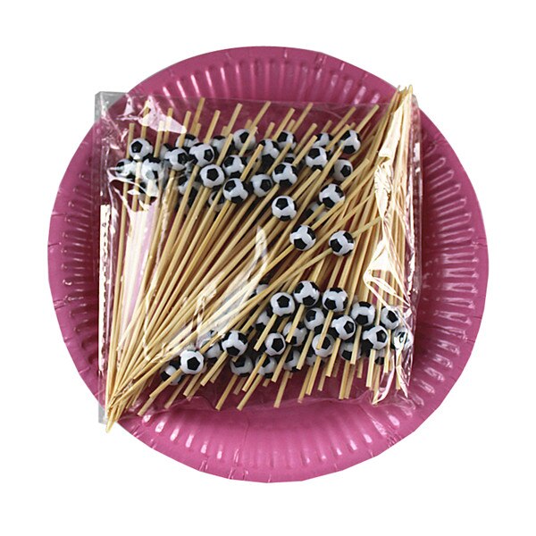 100pcs 12cm Soccer fan Party supplies stick Cocktail Drink Stirring Sticks Food Dessert Picks Fruit Fork Cupcake Decorations: black