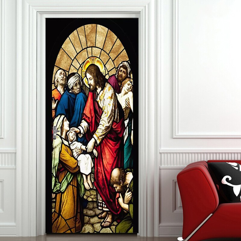 Creative White Horse 3D Door Stickers PVC Waterproof DIY Self Adhesive Wall Stic