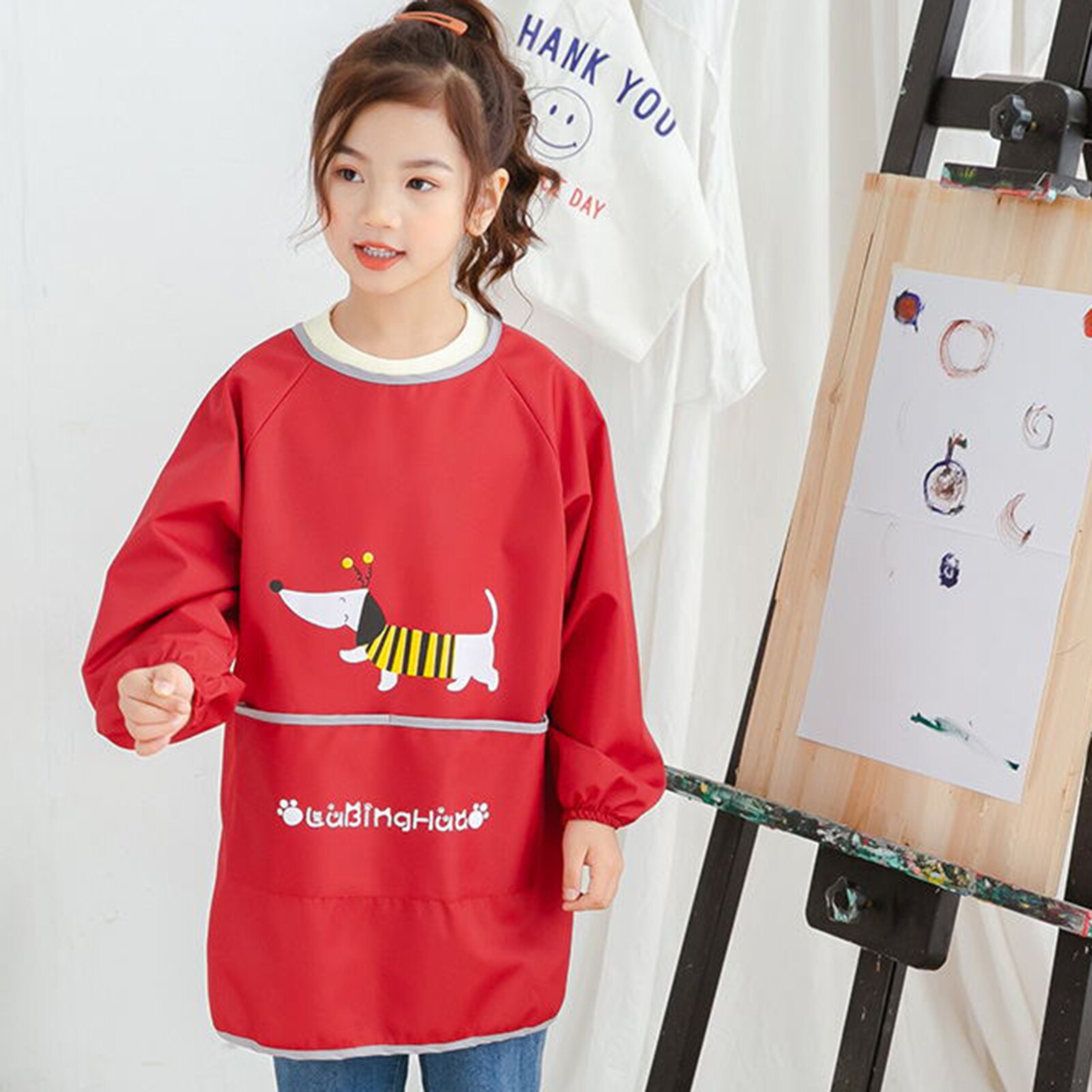 Smocks de peinture artistique pour enfants, tabliers imperméables à manches longues pour 90 à 150 Cm de hauteur, pour enfants de 6 à 8 ans