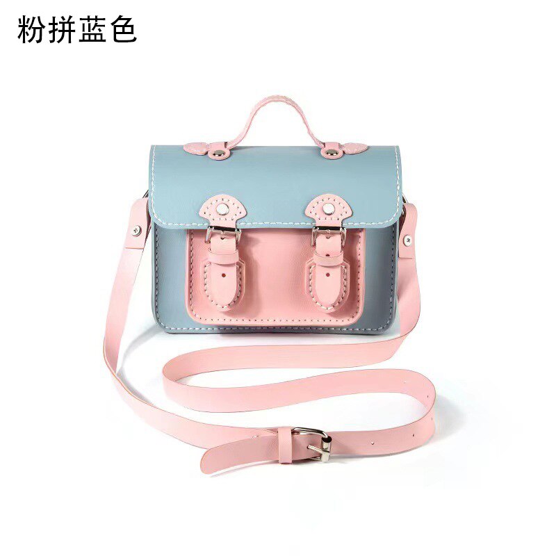 Vintage bolso Cambridge haciendo materiales de bricolaje auto-suministros de cuero bolso hecho a mano mujer bolsa manualidades para coser Accesorios: PinkBlue