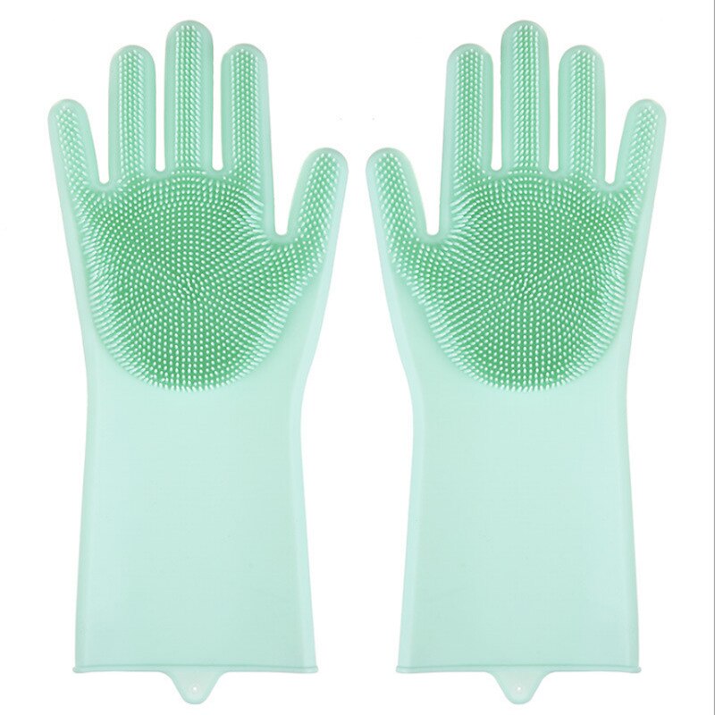 5 color 1/2 pairs Silicone Dishwashing Gloves Magic Multifunction Cleaning Gloves Sponge Rubber Scrub Gloves Kitchen Tool: B-1 pair