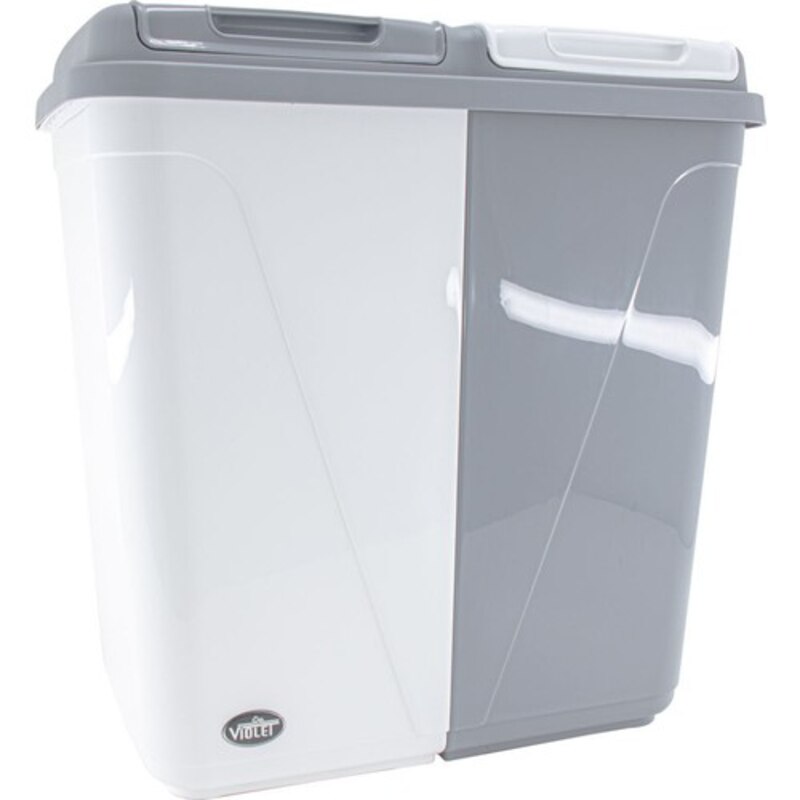Panier à Linge Smartdual 2 Compartiments 84L – Tri Blanc/couleur, Couvercles Séparés, Design Anthracite/blanc