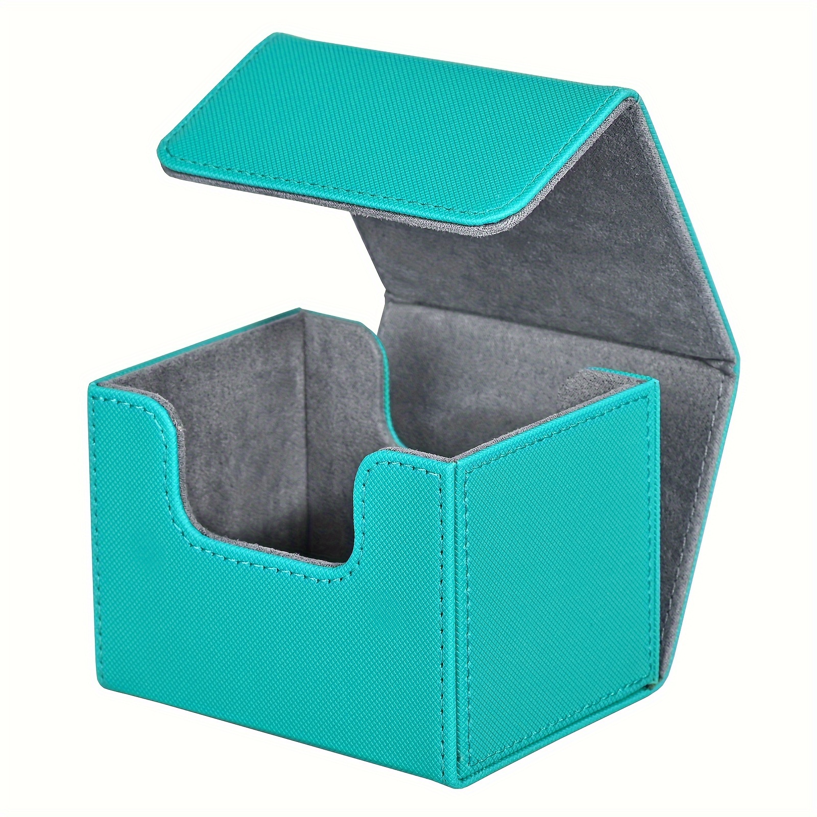 Card Deck Box , Card Storage Box Fits 100 single Sleeved Cards, PU Leather Strong Magnet Card Deck Case for TCG Cards: SKY BLUE