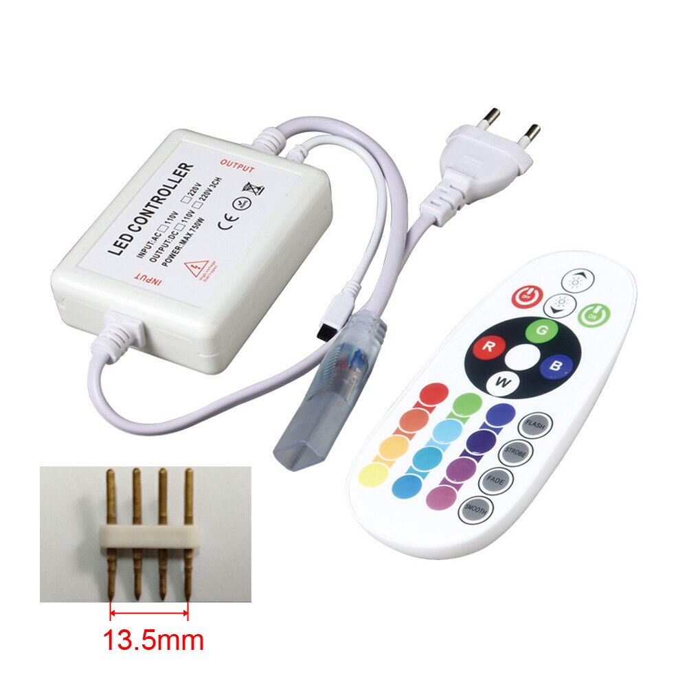 RGB LED Controller 220V EU 110V US with 24 Key IR Remote Control 4pin 750W for 5050 2835 RGB LED Strip Neon Light: Needle size 13.5mm