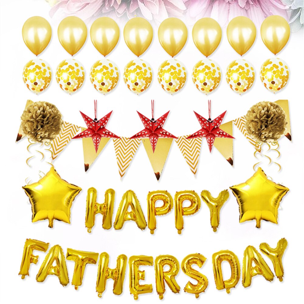 Father's Day Aluminum Foil Balloon Set 16 Inch English Letters Happy Father's Day Party Decorations Balloons Supplies (Golden): Default Title