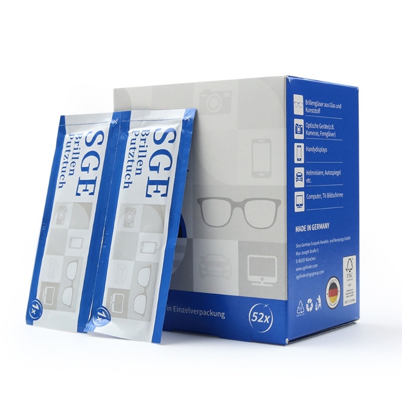 52 st glasögon anti-dimma våtservetter individuellt förpackade engångs defogger glasögon torka för fuktad antifog lins wipes kit