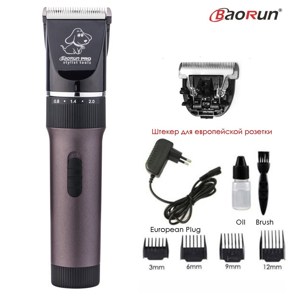 Pet Hair Trimmer Electric Rechargeable Cat Dog Clipper Grooming Cutters Powerful Shaver Machine For Animal 110-240V: Coffee Add B Blade