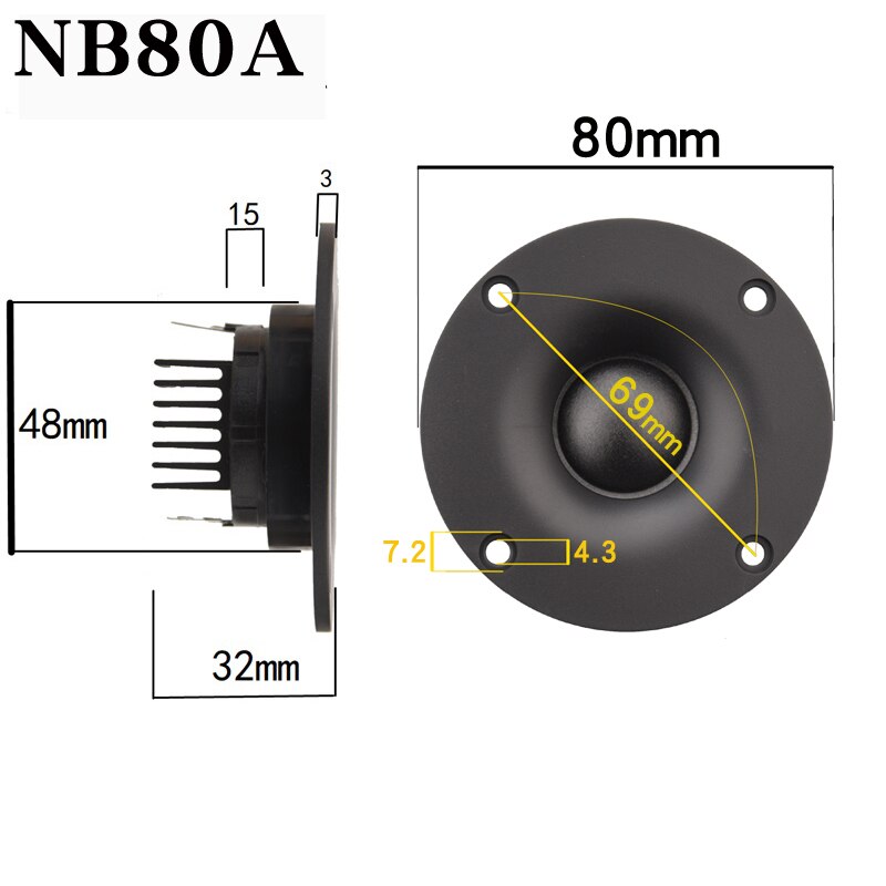 HIFIDIY LIVE 2.5~3 Inch Tweeter Speaker Unit Neodymium Silk membrane 6 OHM 30W Aluminum radiator ATreble Loudspeaker NE74A/70/66: 1 piece / NB80A