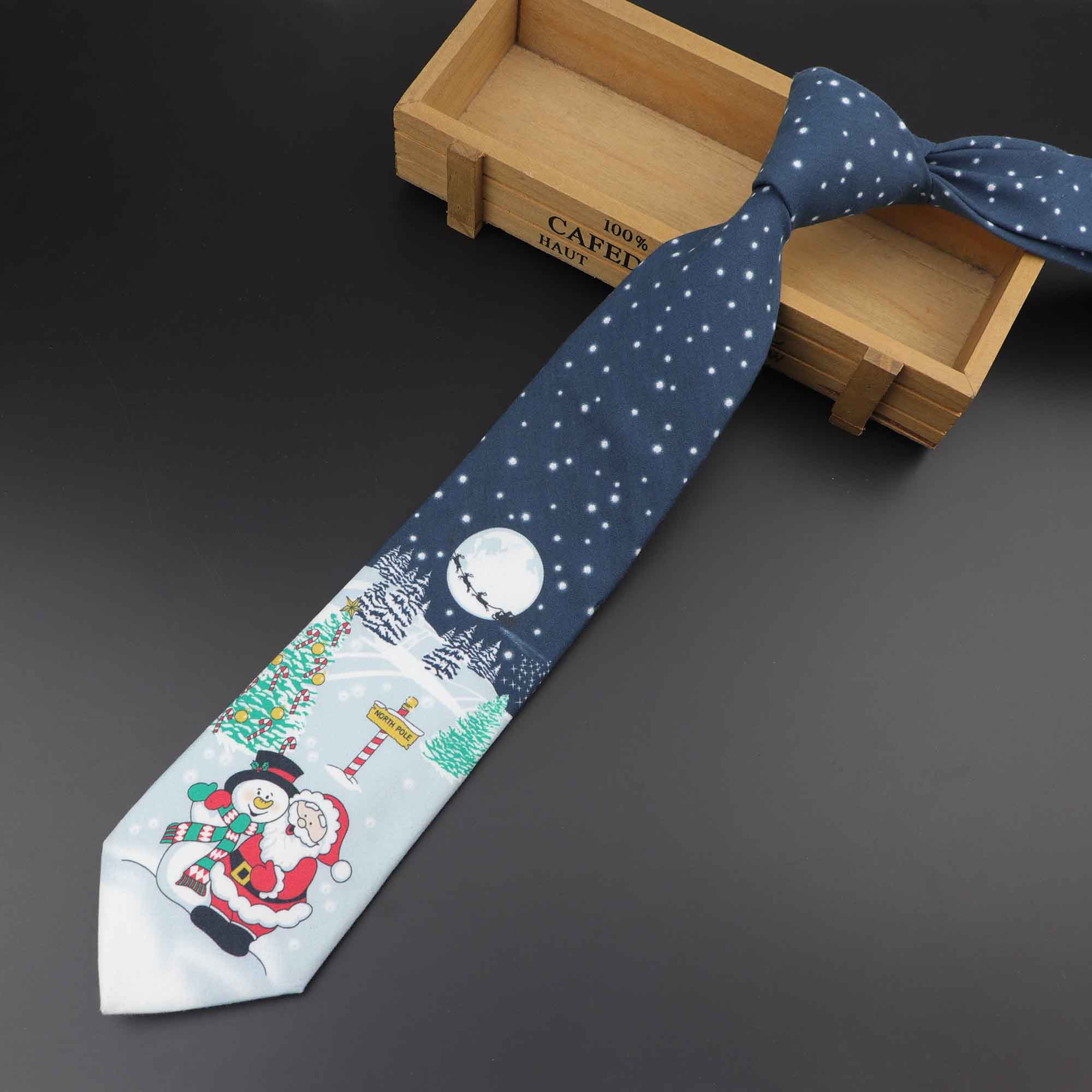 Heiße Neue Weihnachten Krawatte Herrenmode lässig Schneeflocke Drucken Baumwolle Krawatten Schneemann Professionelle aufbringen Krawatte 8cm Breite: 8