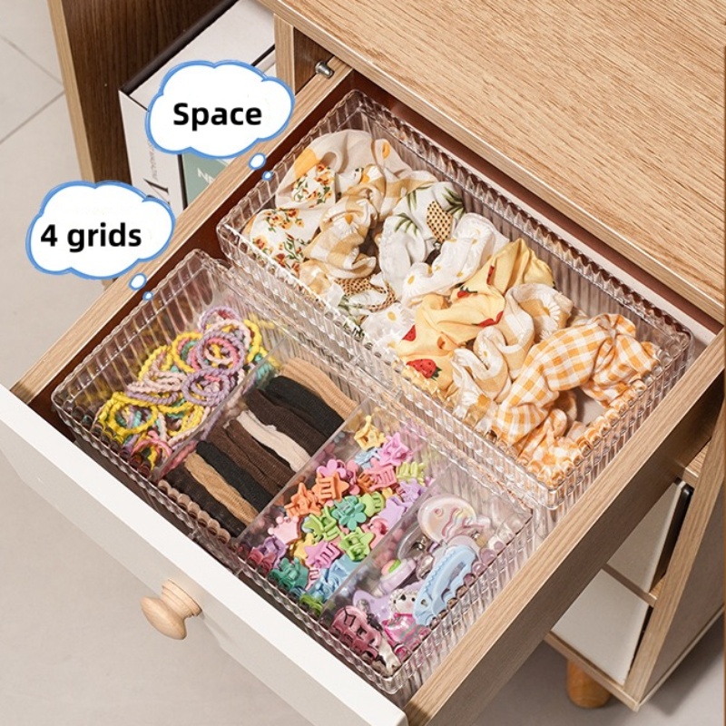 Clear Hair Accessories Organizer Acrylic Storage Box Hair Tie Organizer for Headband Cosmetic Storage Box Desk Jewelry Organizer