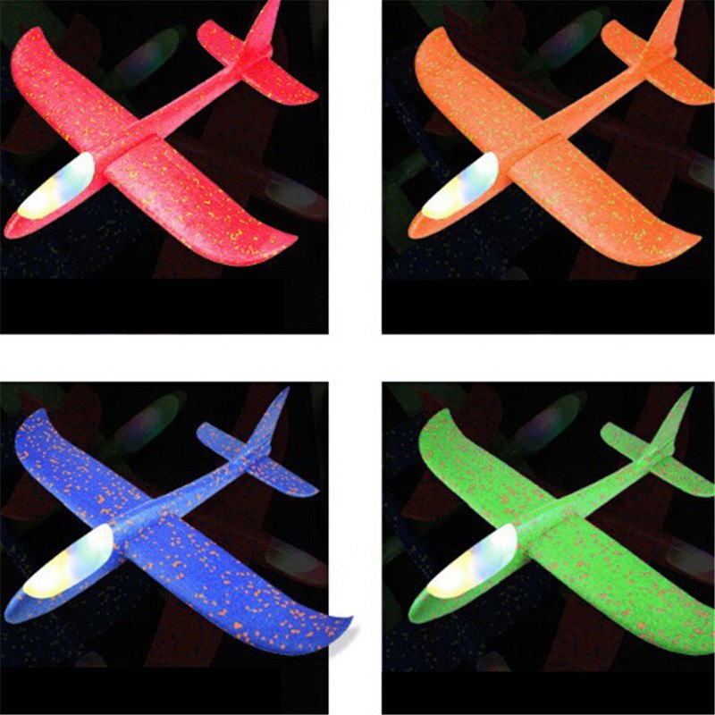 1 Uds. Pequeños y de goma, modelo de avión de lanzamiento manual, Avión de juguete de inercia Led, Avión de vuelo ligero, lanzamiento, planeador