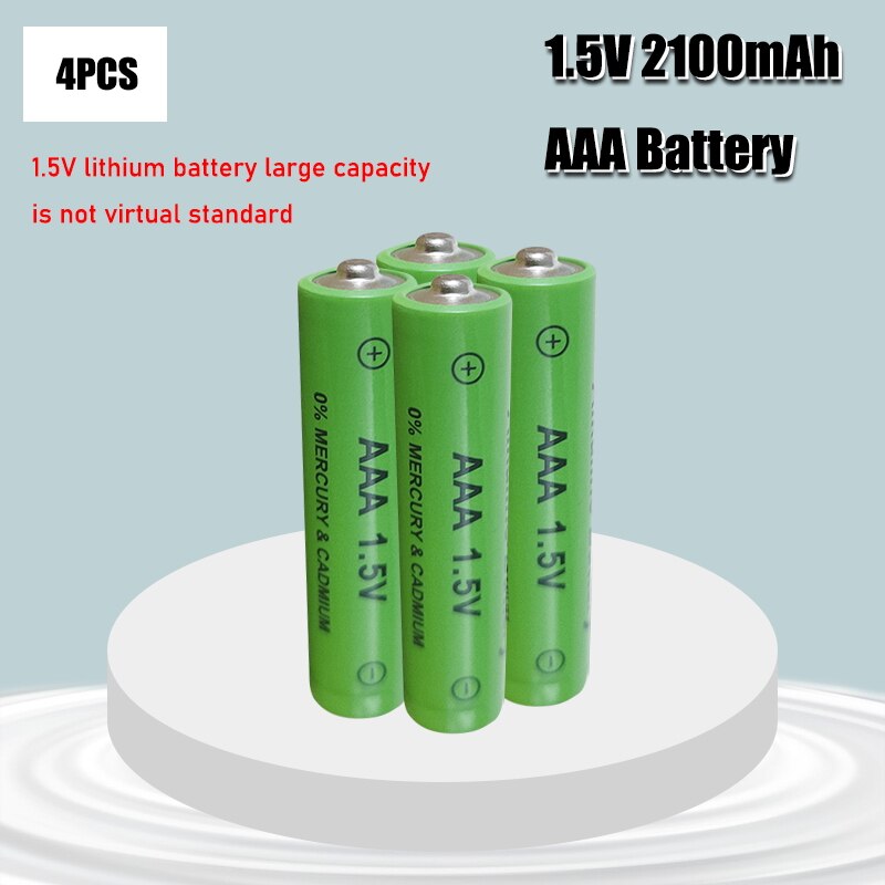 1-4PCS Brand AAA Battery 2100mah 1.5V Alkaline AAA rechargeable battery for Remote Control Toy light Batery: 4PCS