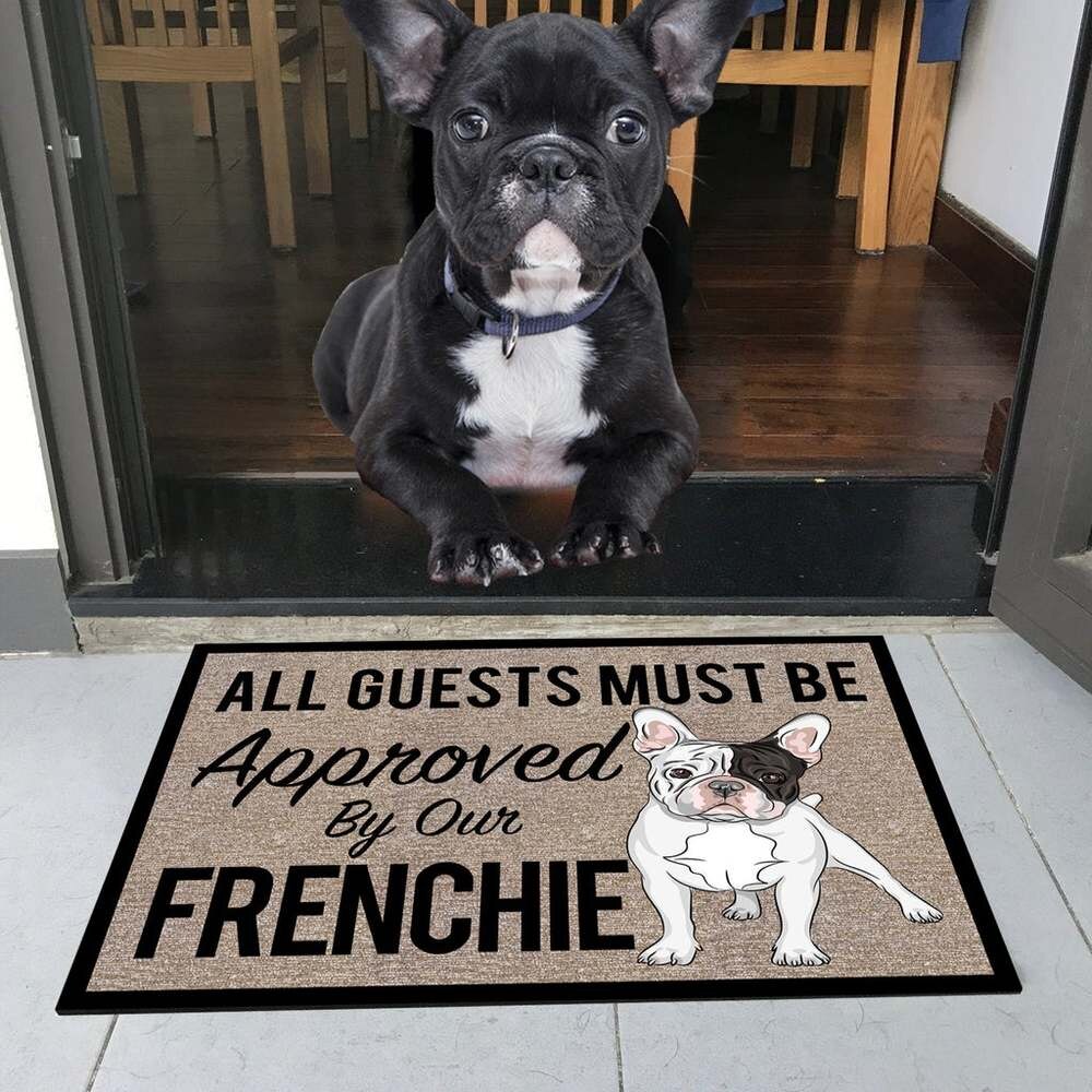 CLOOCL All Guests Must Be Approved By Our French Bulldog Doormat 3D Print Pet Dog Doormat Non Slip Floor Mat Decor