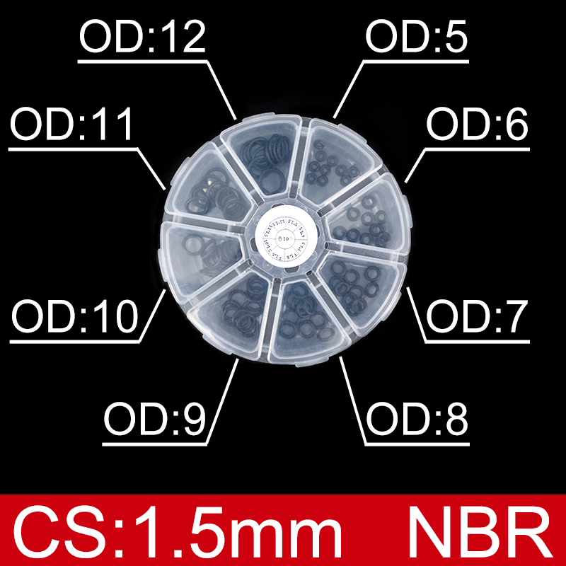 Boxed nitril siliconen rubber O-ring reparatieset kraan afdichting klep waterdichte machine oliebestendige pakking combinatie kit-.-: Licht Groen