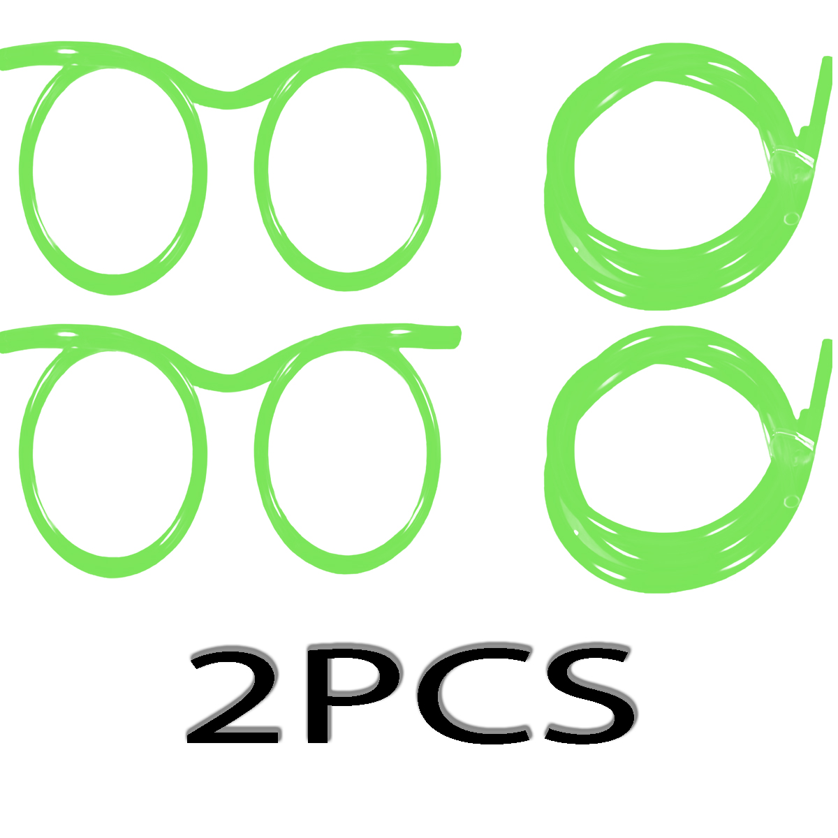 2-8PCS Straw Glasses, Reusable Fun Loop Drinking Straw Eye Glasses, Novelty Eyeglasses Straw for Party Annual Meeting Parties: green