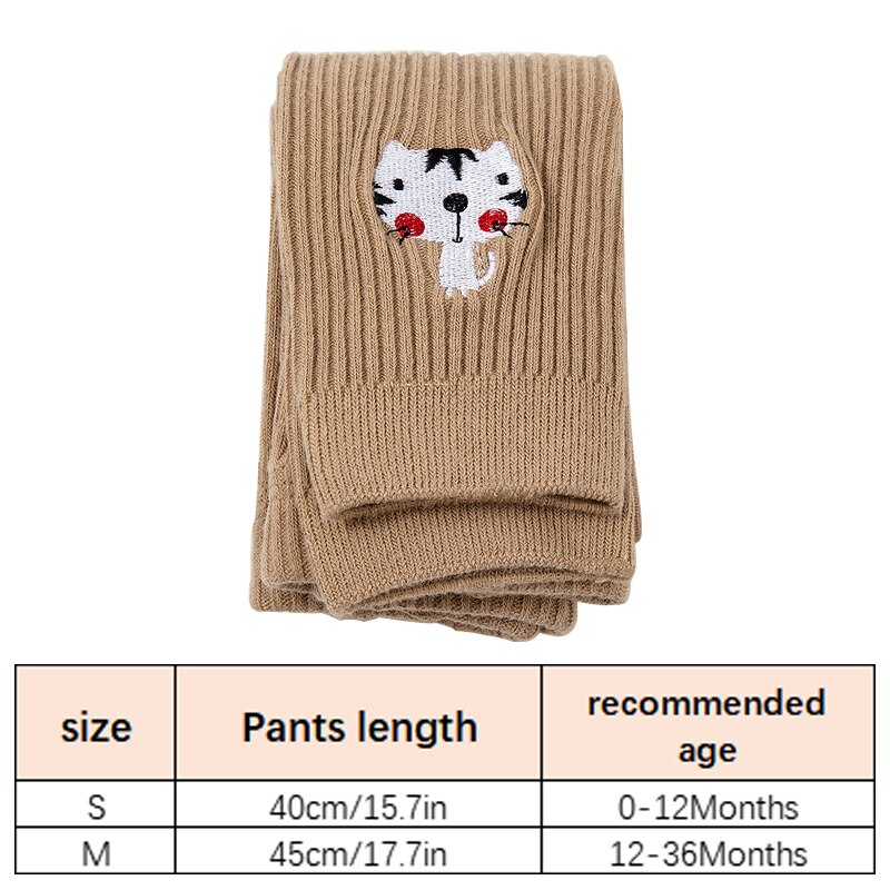 Winter Warm Baby Panty Met Dier Borduurwerk Zachte Gebreide Elastische Kinderen Panty Voor Baby Meisje Jongen Effen Kleur Kinderen Leggin