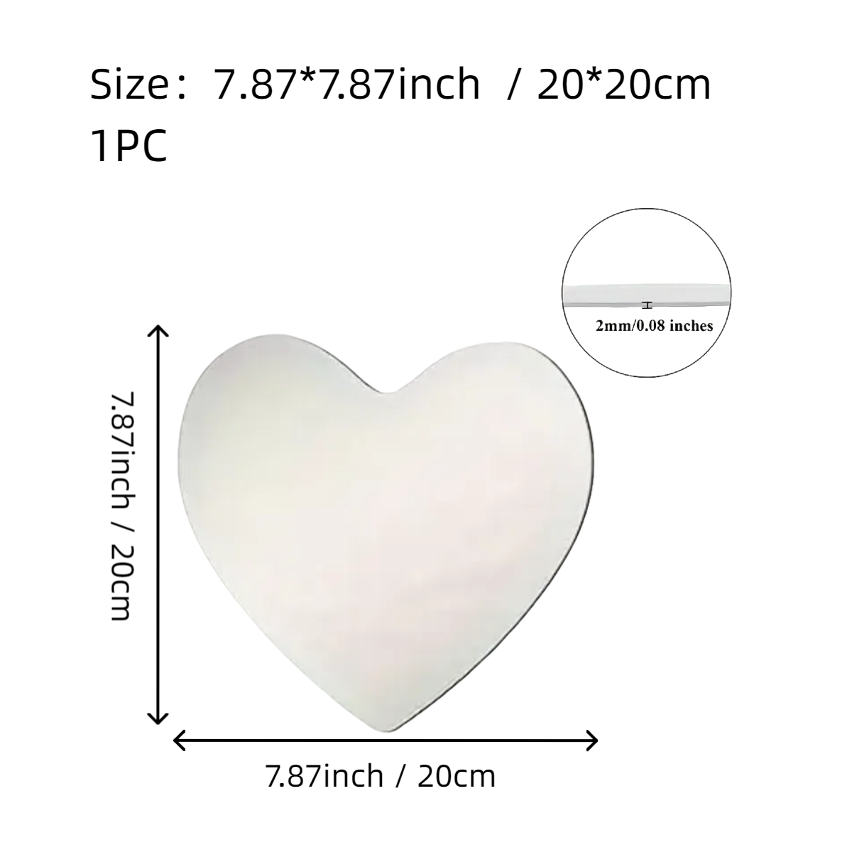 Specchi infrangibili in acrilico per bagno irregolare a forma di cuore da 7,87 pollici, decorazione per specchio da parete non in vetro per camera da letto, soggiorno,