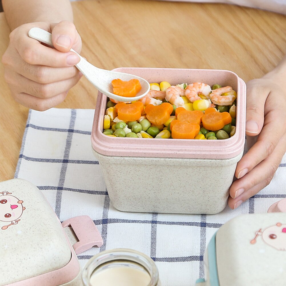 Cute For Kids Snacks Stacking Dinnerware Leakproof 3 Compartments School Office Food Storage Lunch Box Container Portable Meals