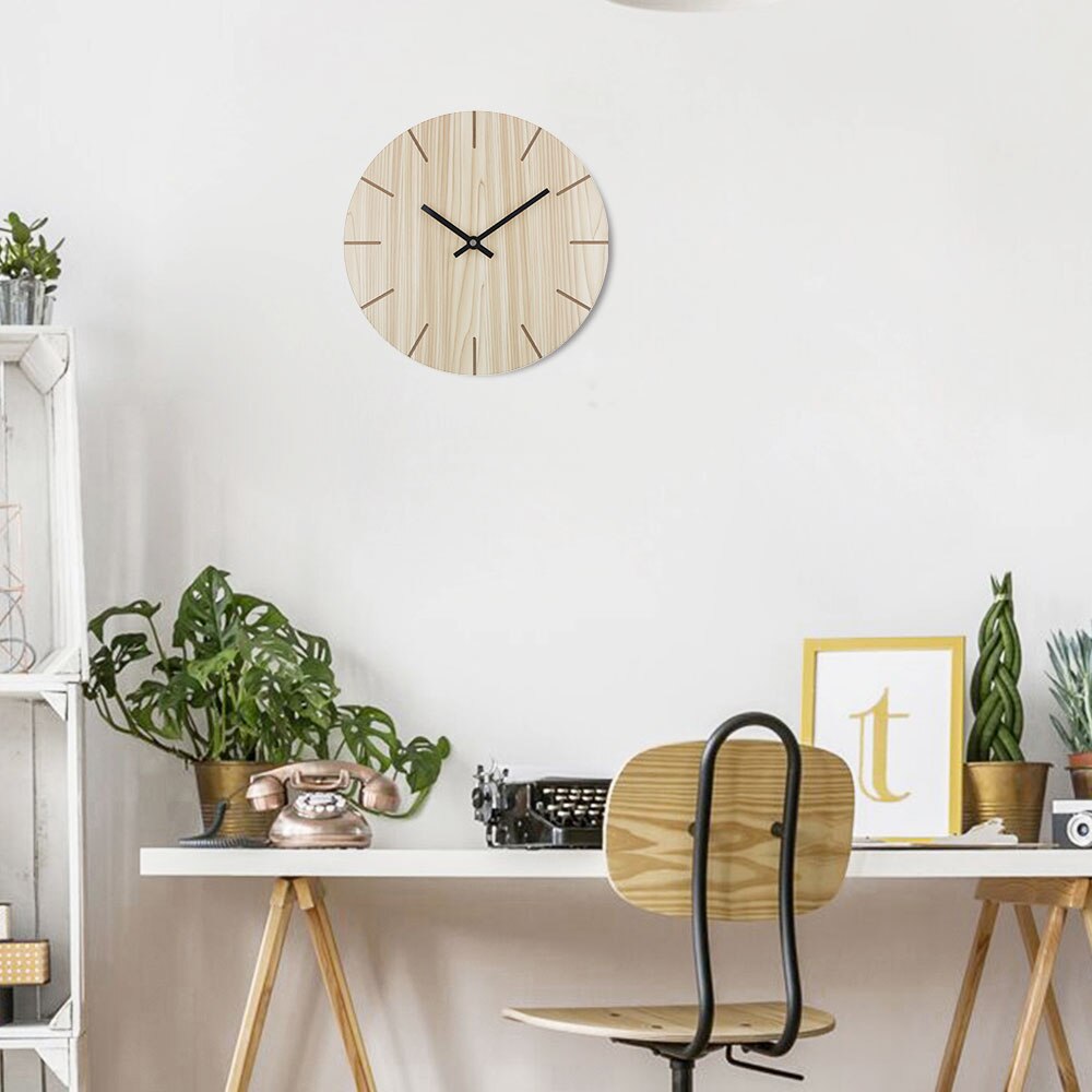 Modern Wall Clock Round Wooden Digital Wall Clock Silent Living Room Wall Decor Home Decoration Watch Wall