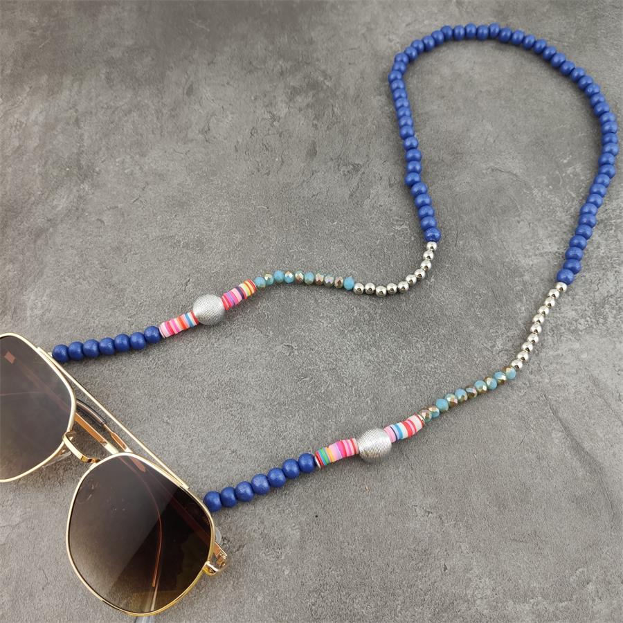 Chaînes de lunettes en perles de bois Boho, avec boule argentée, lunettes de soleil en métal, lunettes de lecture, porte-cordon, sangle de cou