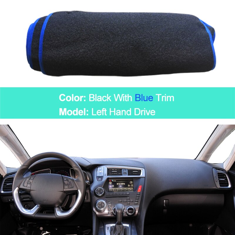 Car Inner Dashboard Cover Dash Mat Carpet Cape Cushion For Citroen DS DS5 - LHD RHD Car Styling Rug: LHD Blue