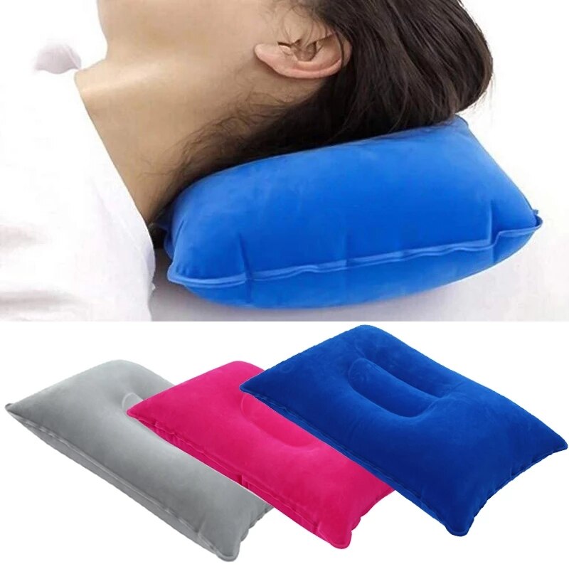 Bequem Ultraleicht Aufblasbare PVC Nylon Luft Kissen Schlaf Kissen Reise Schlafzimmer Wandern Strand Auto Flugzeug Kopf Rest Unterstützung