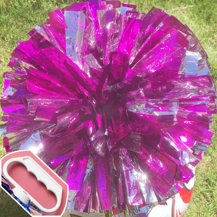 24Cm Cheerleader Pom Poms Sparkly Twee-Vinger Cheerleader Bloem Bal Kinderen Cheer Hand Bloem Cheer Props Sport Bloem bal: rose red-silver