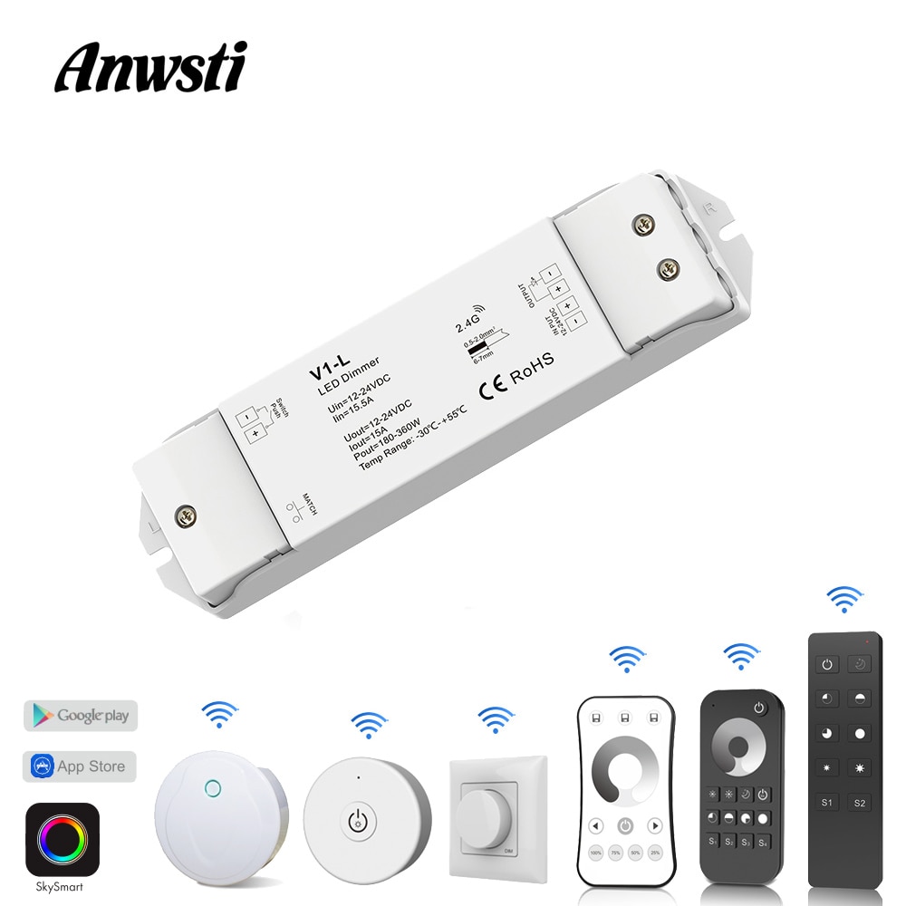 12V Led Dimmer Wifi Pwm Rf 2.4G Wireless Touch Remote Dc 24V 12V Smart Wifi dimmer Controller Voor Enkele Kleur Led Strip