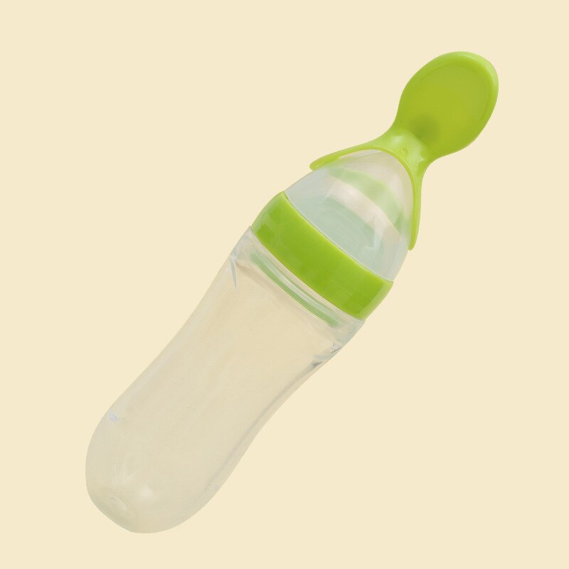 Turvatuttipullo lusikkasyöttimellä ruoka riisi maito ruokinta silikoni vauvan muropullo 90ml: Vihreä