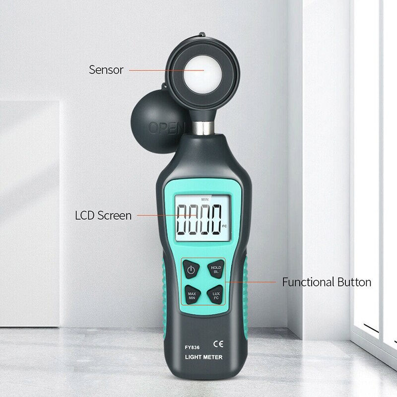 FY836 Draagbare Digitale Lux Meter Lcd Display Handheld Luminometer Photometer Lichtmeter Max 200000 Lux FKU66