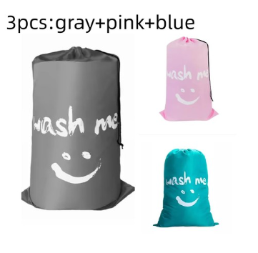 Nylon vasketøjspose rejseposer opbevaringsorganisator pose vaskemaskine vaskbar snavset tøj snørepose stor kapacitet: Burgunder