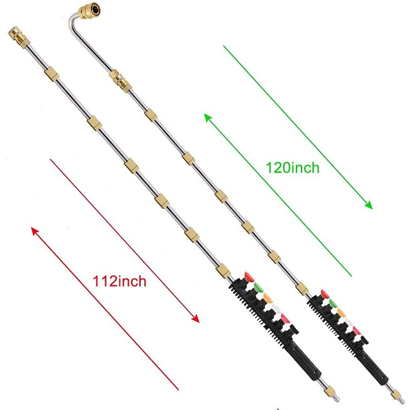 Pressure Washer Wand Extension - Power Washer Cleaner 10 FT Replacement Lance with 6 Nozzle Tips,Curved Rod,4000 PSI