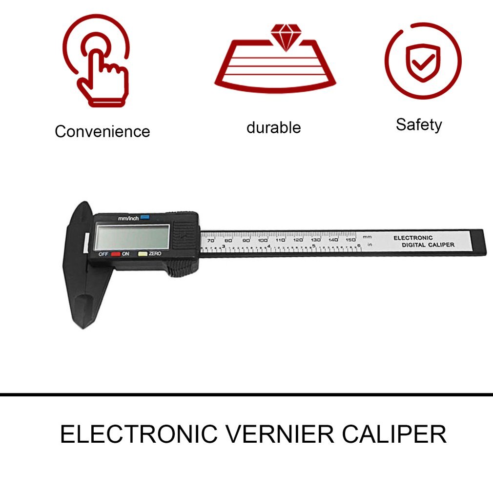 Elektronisk digital display vernier caliper 0-150mm digitalt mätinstrument innerdiameter ytterdiameter plast