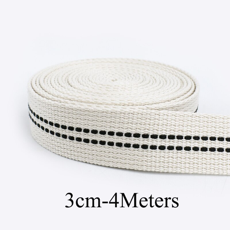 4/8Meter Meetee 3Cm Polyester Katoen Jacquard Lint Spanband Diy Handtas Riem Bias Tape Bingding Voor naaien Accessoires: OriginalWhite-4Meter
