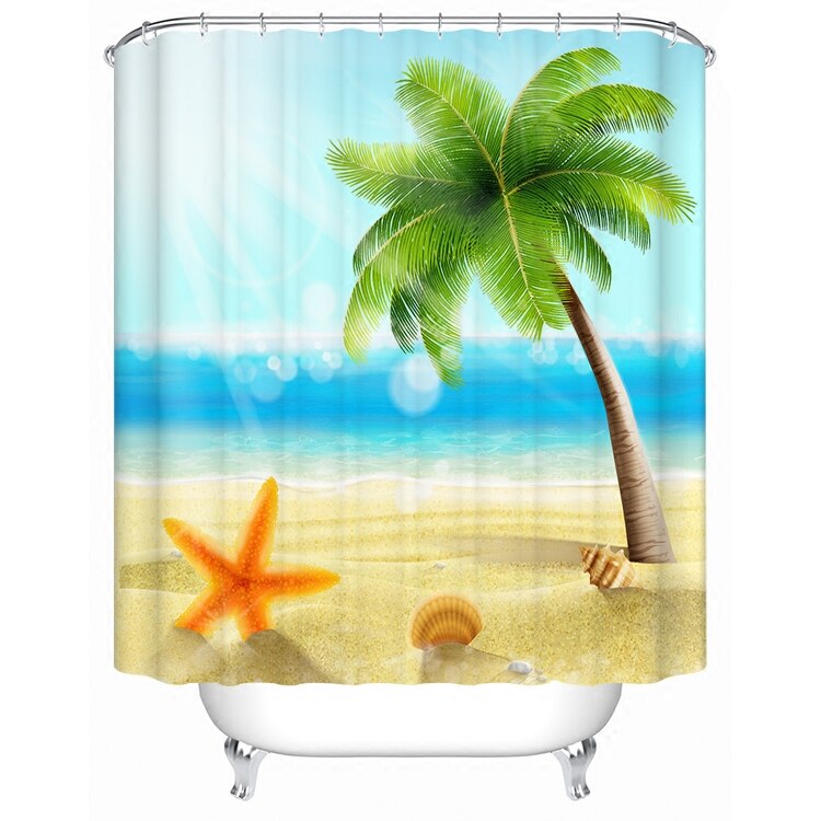 1800X1800Mm Kokosnoot Grote Oceaan Badkamer Douchegordijn Waterdicht Verdikking Meeldauw Badkamer Gordijn Partitie Gordijn Gordijn