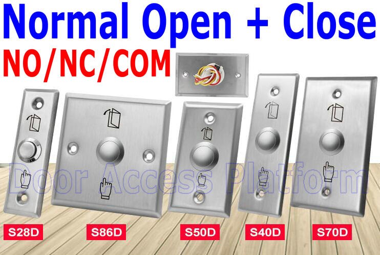 Normal Open+Close,NO/NC/COM Stainless Steel Metal case Push button Exit item, Hand manual Button access controller door openning